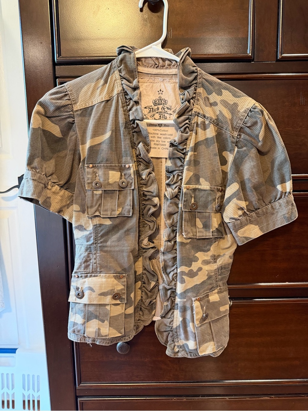 Ladies Cute Camo Ruffle Jacket - Neutral Camo